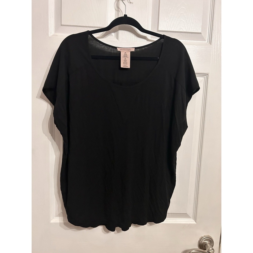 Philosophy‎ XXL blouse short sleeve shirt top black modal spandex